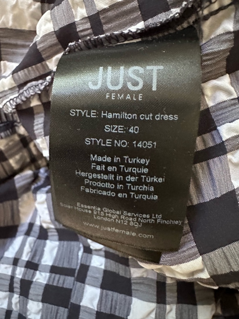NWT Just Female Hamilton Cut Dress Plaid Seersucker Open Back Midi Dress L - Picture 10 of 12
